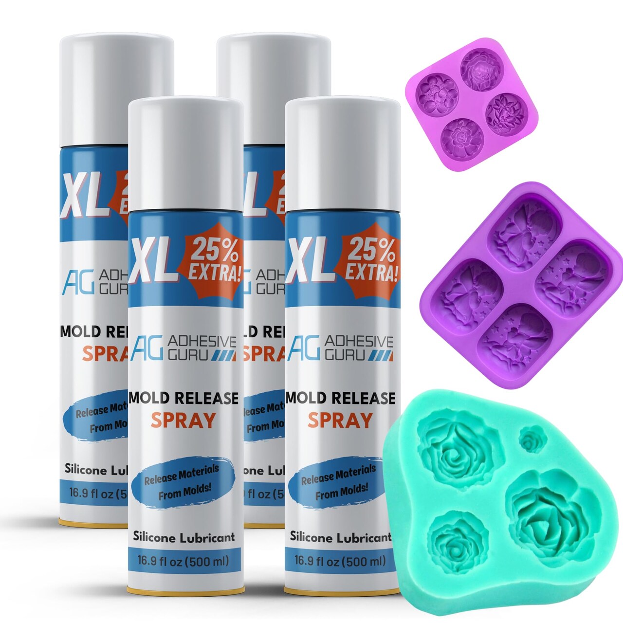 ADHESIVE GURU AG150 Silicone Mold Release Spray, 16.9 fl oz – For Resin Casting, Candle, Soap & Craft Molds